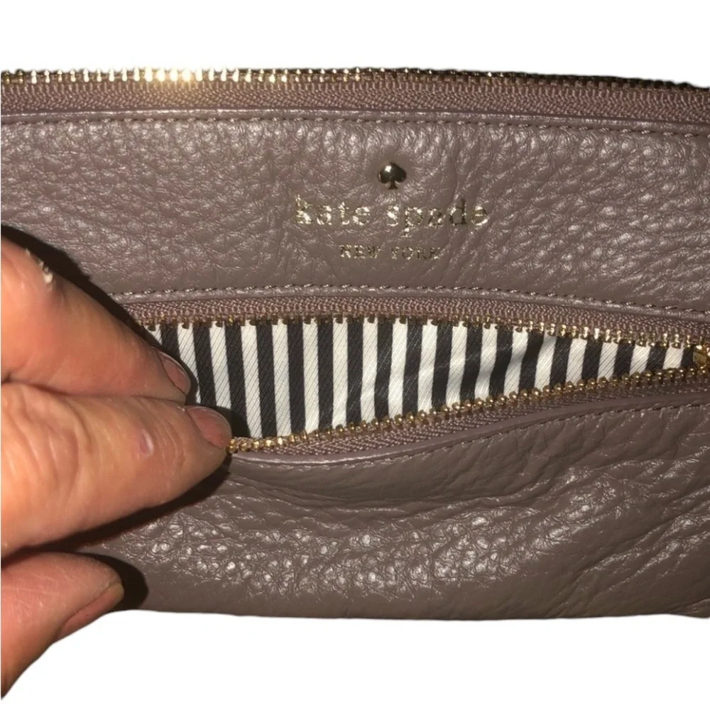 Kate Spade  taupe card case ,wristlet  or wallet outside zip pocket